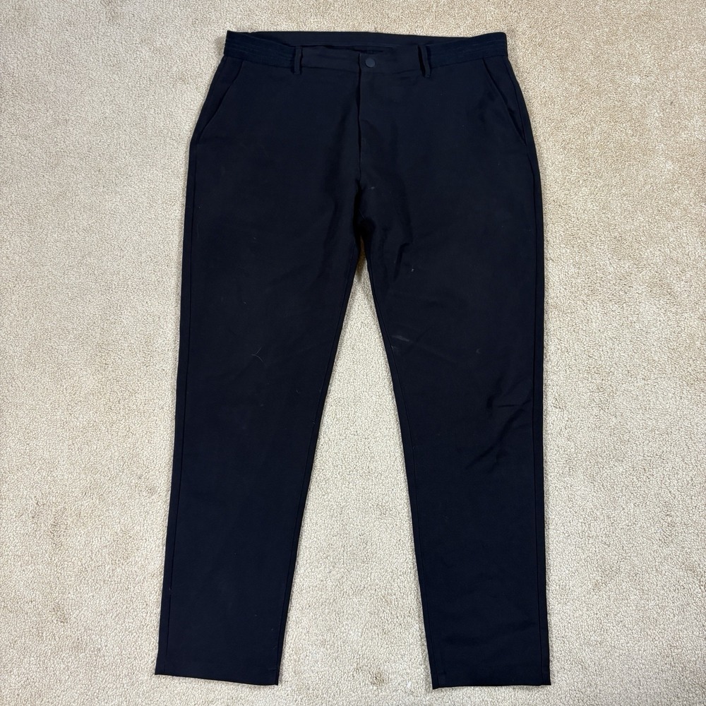 Zara Pants XL Adult Black Straight Leg Flat Front Stretch Trouser Casual Mens